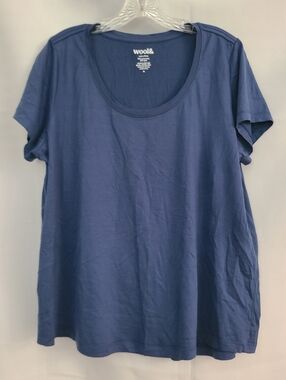 Wool& Sz XL Blue Merino Wool Nylon Blend Minimalist Wardrobe Capsule T Shirt